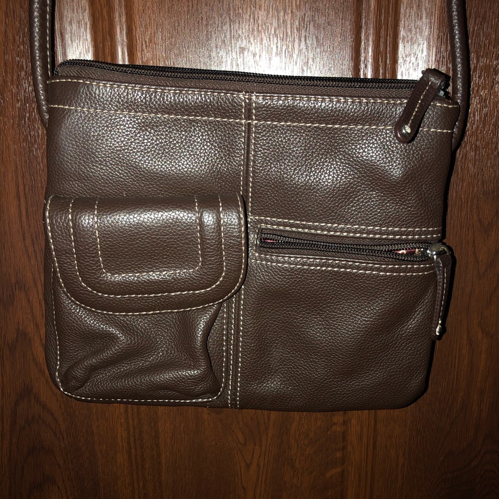 Brown Leather Organizer Crossbody